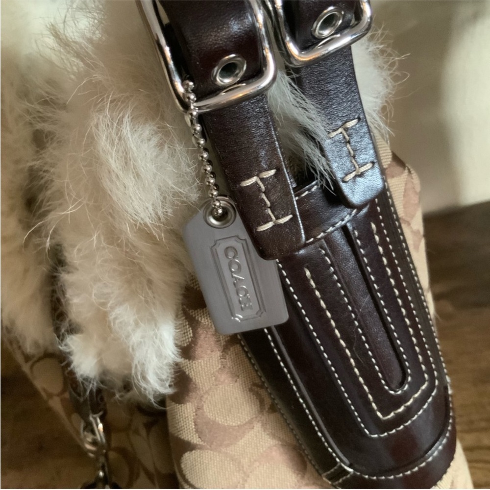 Coach Signature Set Handbag Tote Purse Wallet Winter Fur leather canvas - Picture 12 of 15